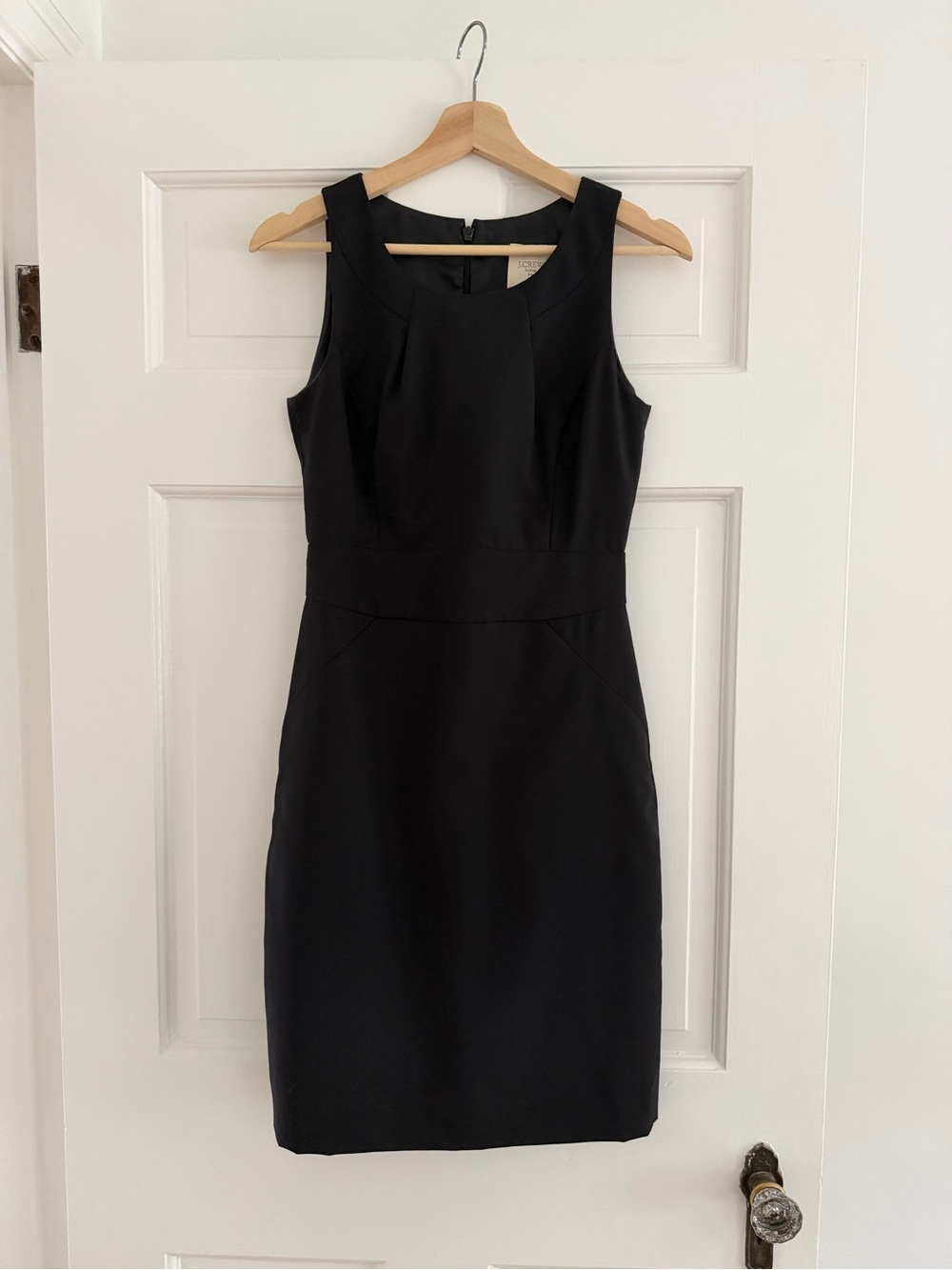 J. Crew Black 100% Wool Sleeveless Midi Sheath Dress